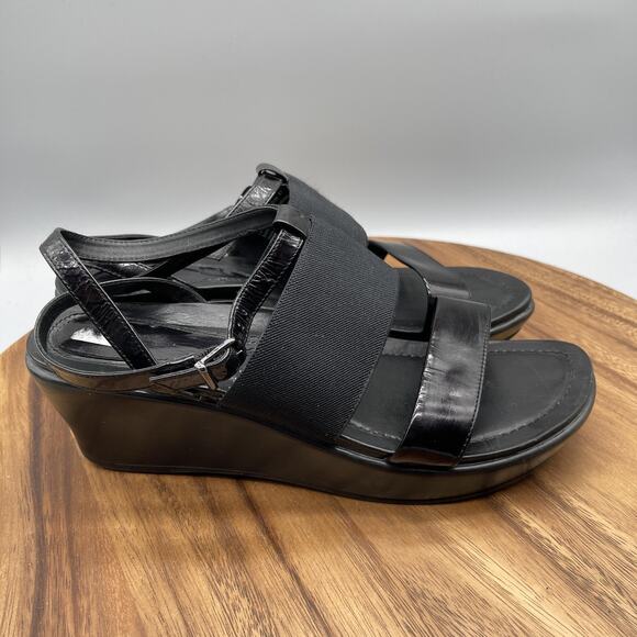 Dansko Sandals Womens 10.5 / 41 Black Wedge Platform Elastic Strap Comfort Shoes - Picture 1 of 8